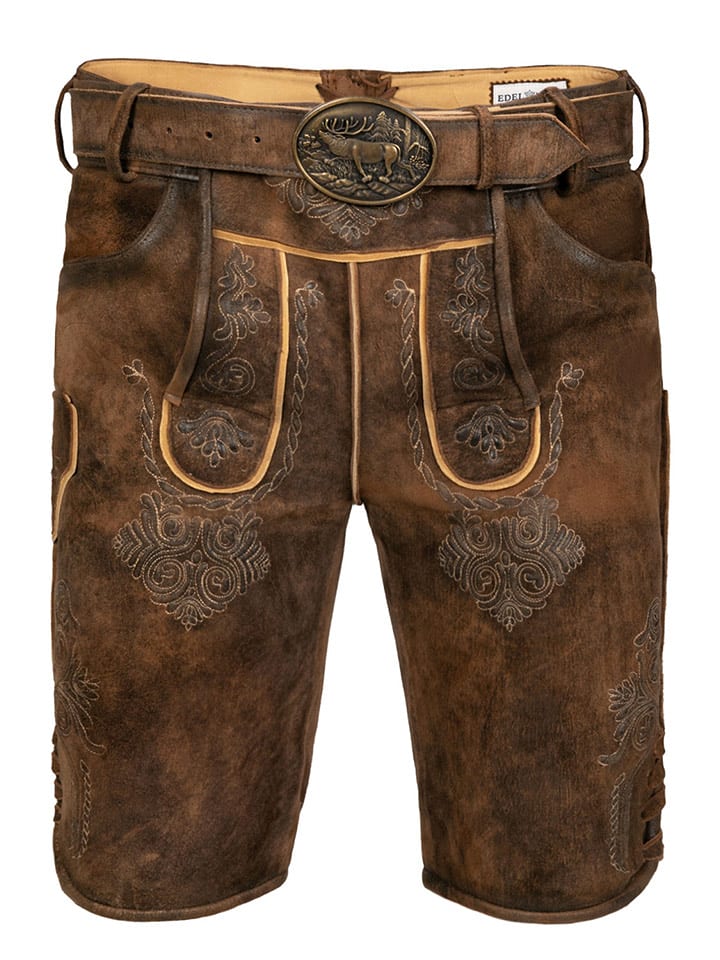 Edelnice Lederhose "Bernd" in Brau - 33% | Größe 48 | Herren-trachten-lederhosen