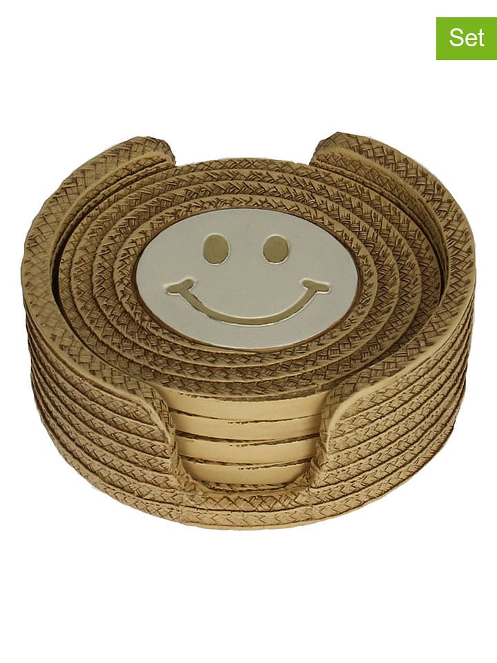 Kersten 4er-Set: Untersetzer ''Smiley'' in Beige - Ø 11,5 cm - 15% | Aufbewahren-servieren