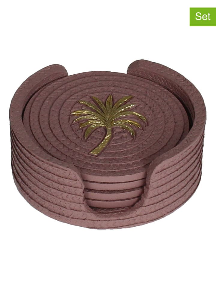 Kersten 4er-Set: Untersetzer ''Palm Trees'' in Pink - Ø 11,5 cm - 16% | Aufbewahren-servieren