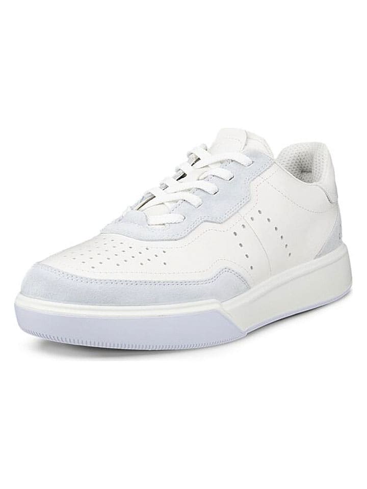 Ecco Leder-Sneakers "Street Court" in Weiß/ Hellblau - 59% | Größe 40 | Damen-sneakers