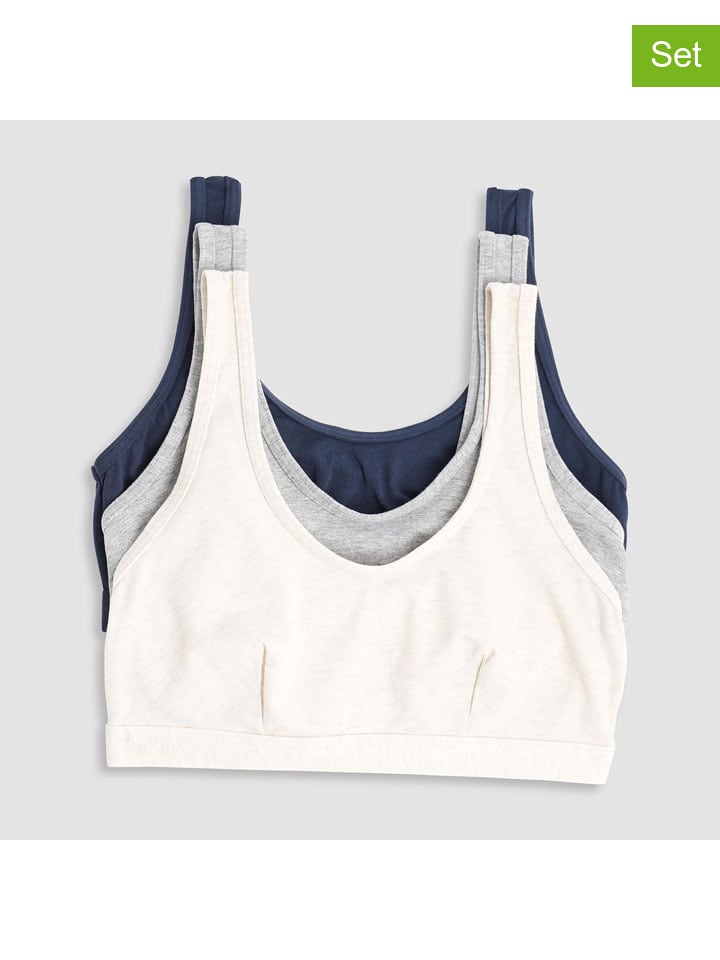 COTONELLA 3er-Set: Bustiers in Grau/ Dunkelblau/ Beige - 50% | Größe M | Damen-bhs