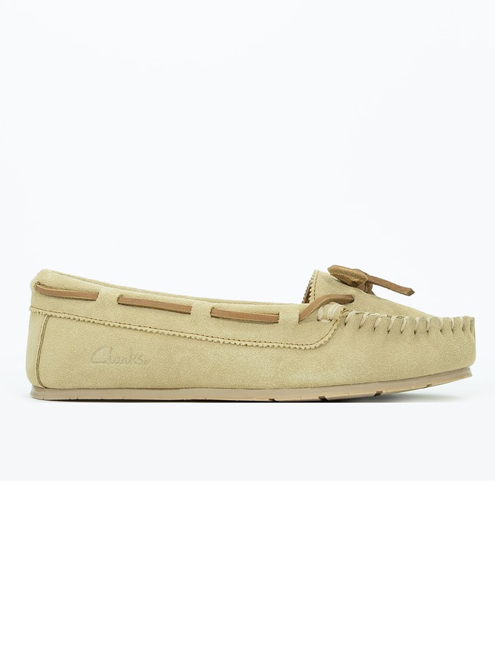 Clarks Leder-Mokassins in Beige - 40% | Größe 39 | Damen-schuhe-halbschuhe