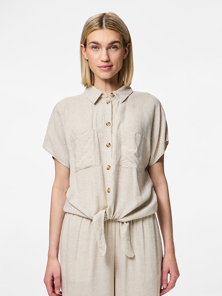 Pieces Bluse "Pia" in Sand - 37% | Größe S | Damen-blusen