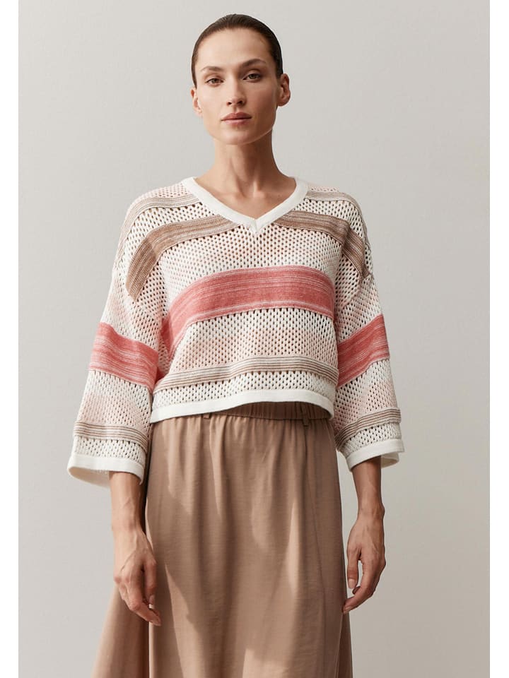 More & More Pullover in Beige/ Beere - 52% | Größe 46 | Damen-pullover-cardigans