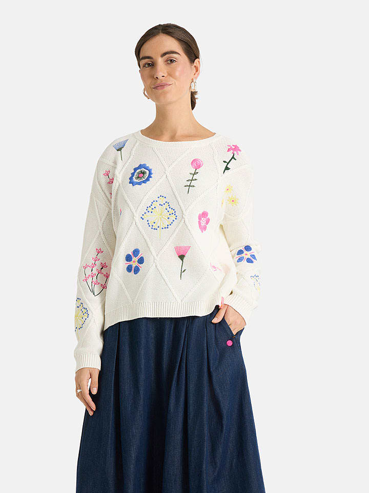 LIEBLINGSSTÜCK Pullover "Melodea" in Creme/ Bunt - 53% | Größe 42 | Damen-pullover-cardigans