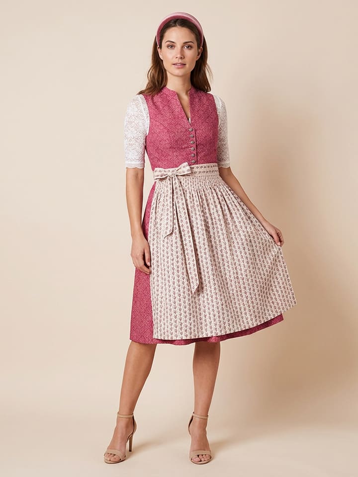 Almsach Dirndl in Pink/ Creme - 59% | Größe 38 | Damen-dirndl
