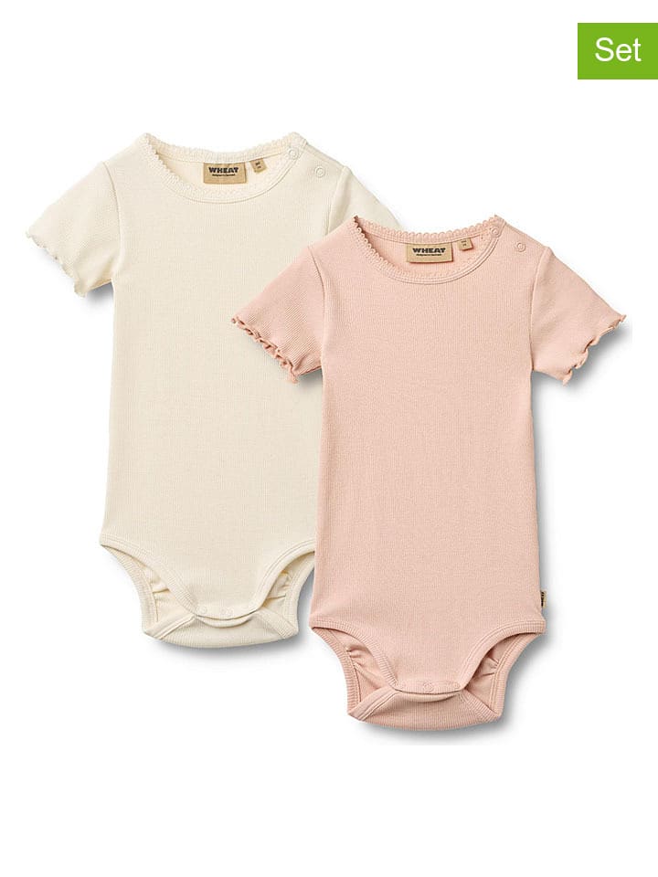 Wheat 2er-Set: Bodys "Maren" in Rosa/ Creme - 74
