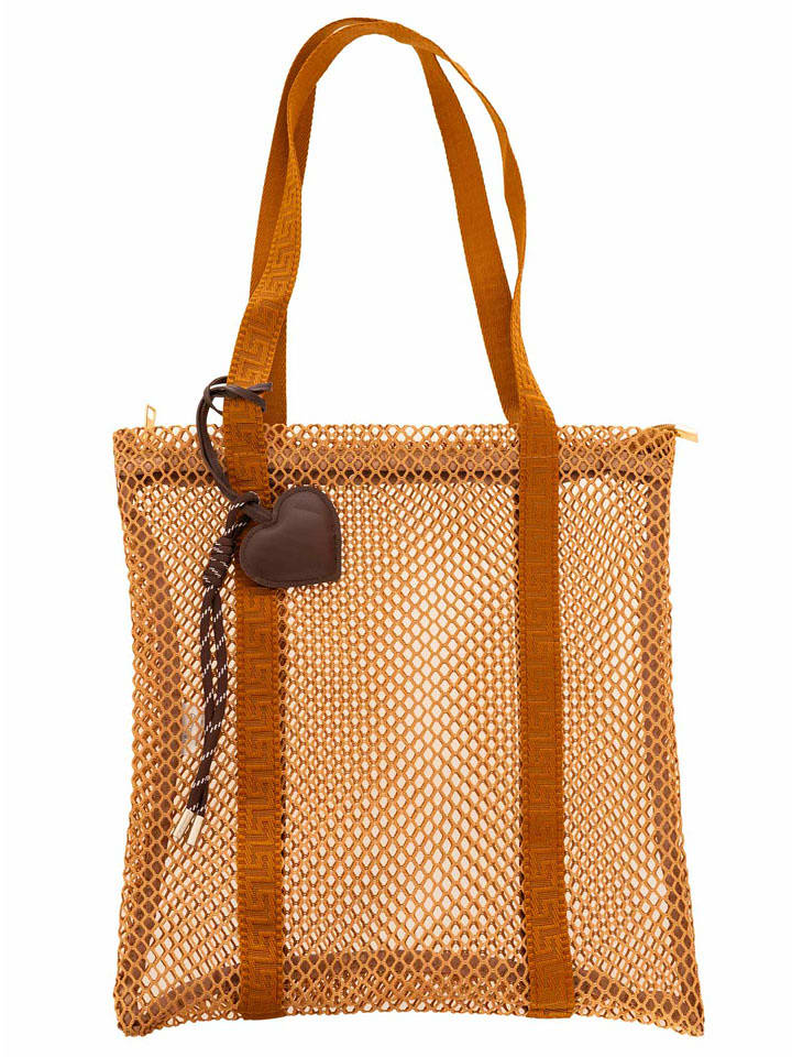 Zwillingsherz Schultertasche "Netz mit Anhänger" in Hellbraun - (B)32 x (H)34 cm - 36% | Damen-taschen