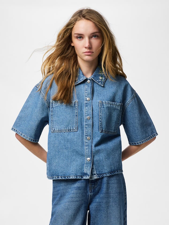 Pieces Jeans-Hemd in Blau - M