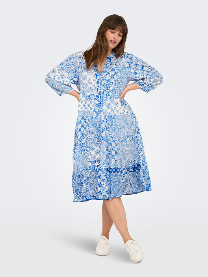 ONLY Carmakoma Kleid in Hellblau - 42% | Größe 48 | Damen-kleider