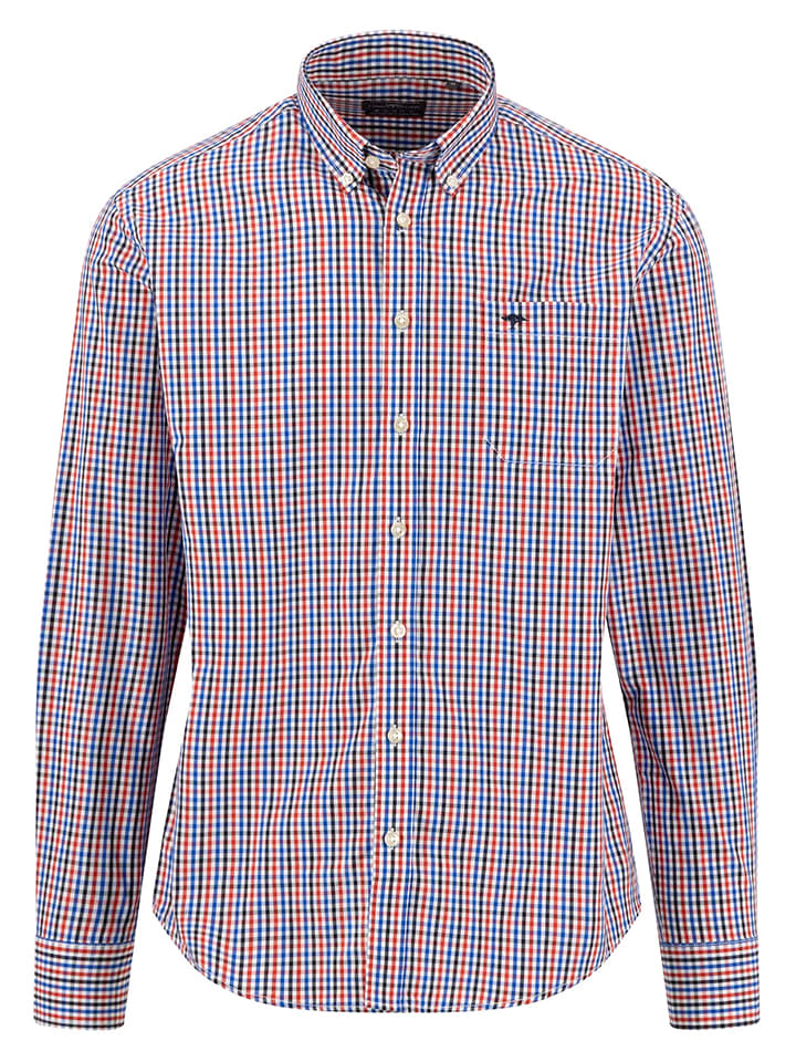FYNCH-HATTON Hemd - Casual fit - in Rot/ Blau - 51% | Größe XL | Herren-plussize