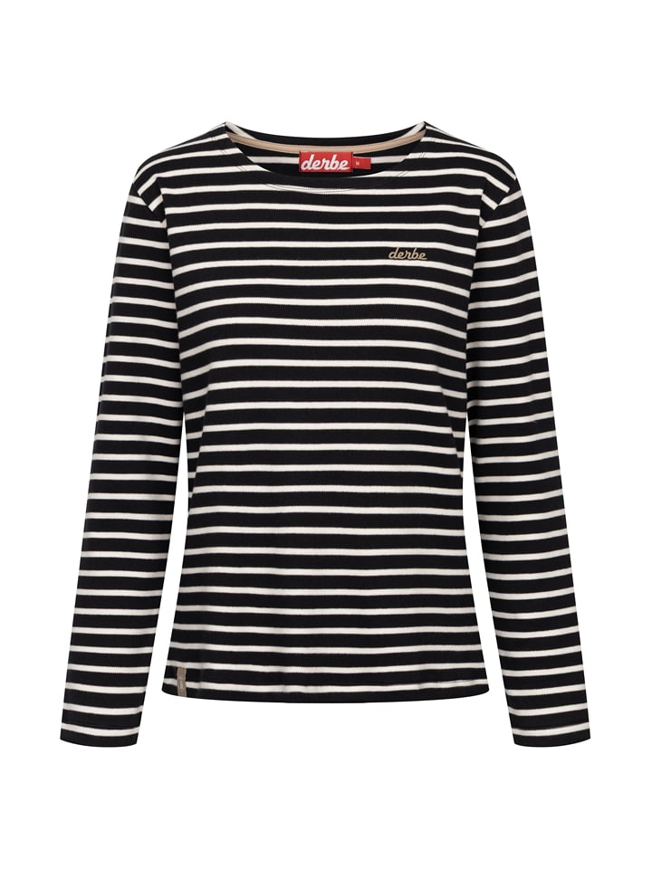 Derbe Longsleeve in Schwarz/ Weiß - 52% | Größe S | Damen-tops
