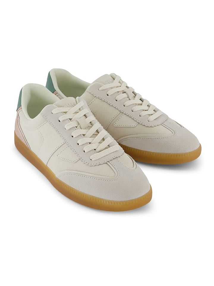 TOMS Leder-Sneakers in Creme/ Rosa/ Grün - 42% | Größe 37,5 | Damen-sneakers