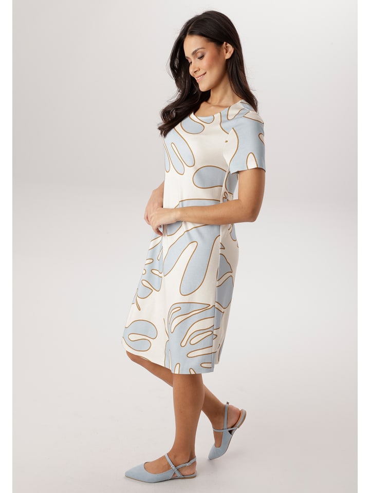 Aniston Kleid in Weiß/ Hellblau - 58% | Größe 38 | Damen-kleider