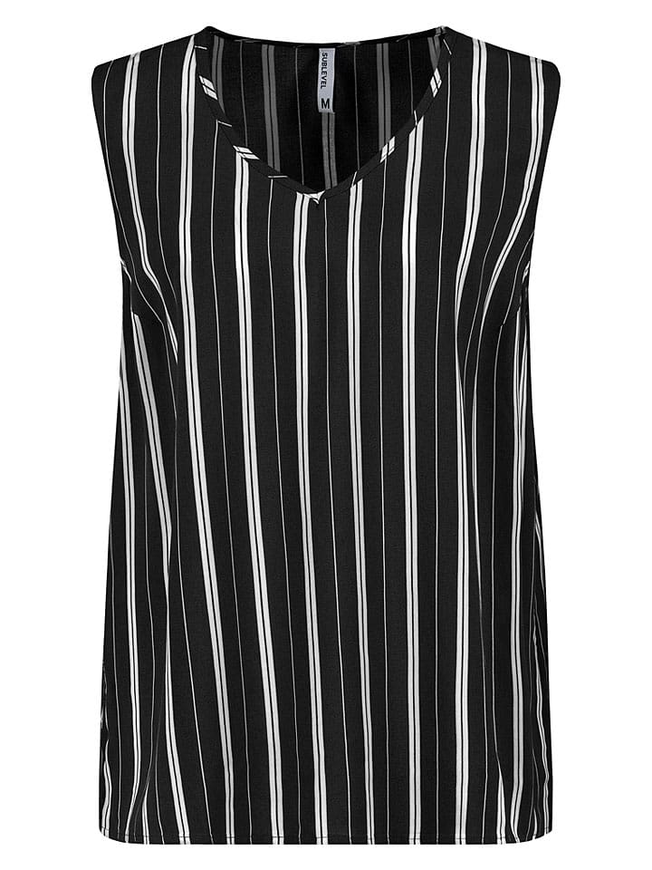 Sublevel Blusentop in Schwarz/ Weiß - 48% | Größe XXL | Damen-blusen
