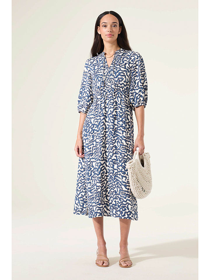 Garcia Kleid in Weiß/ Blau - 45% | Größe L | Damen-kleider