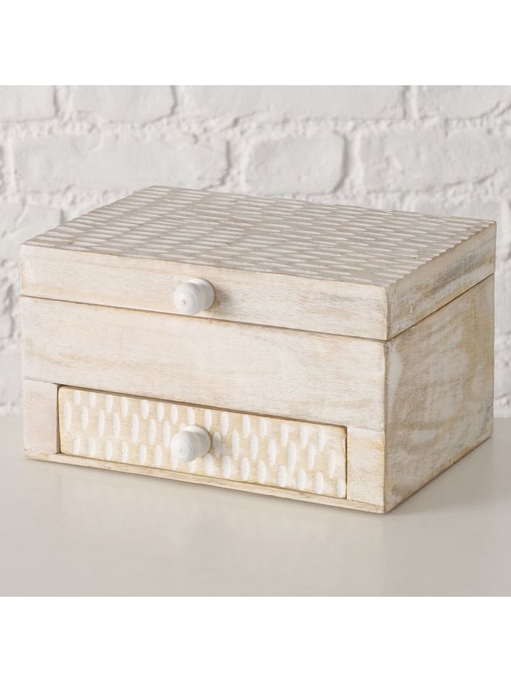Boltze Schmuckdose "Beala" in Creme - (B)22,5 x (H)13 x (T)17,5 cm - onesize