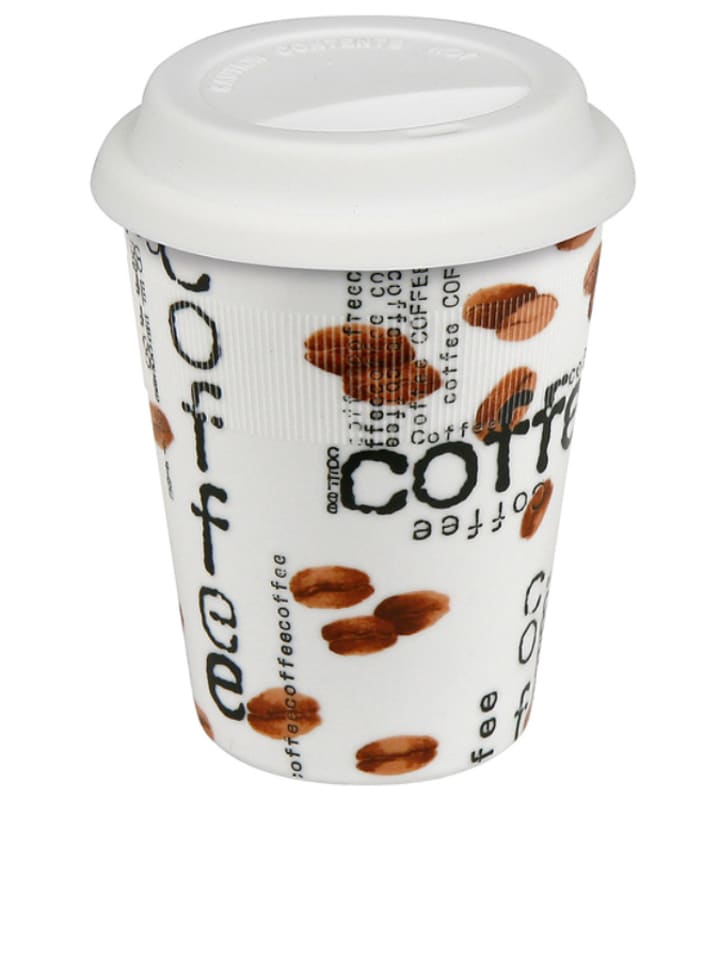 Könitz To-Go-Becher "Coffee Collage" in Weiß/ Braun - 380 ml - 7% | Gedeckter-tisch