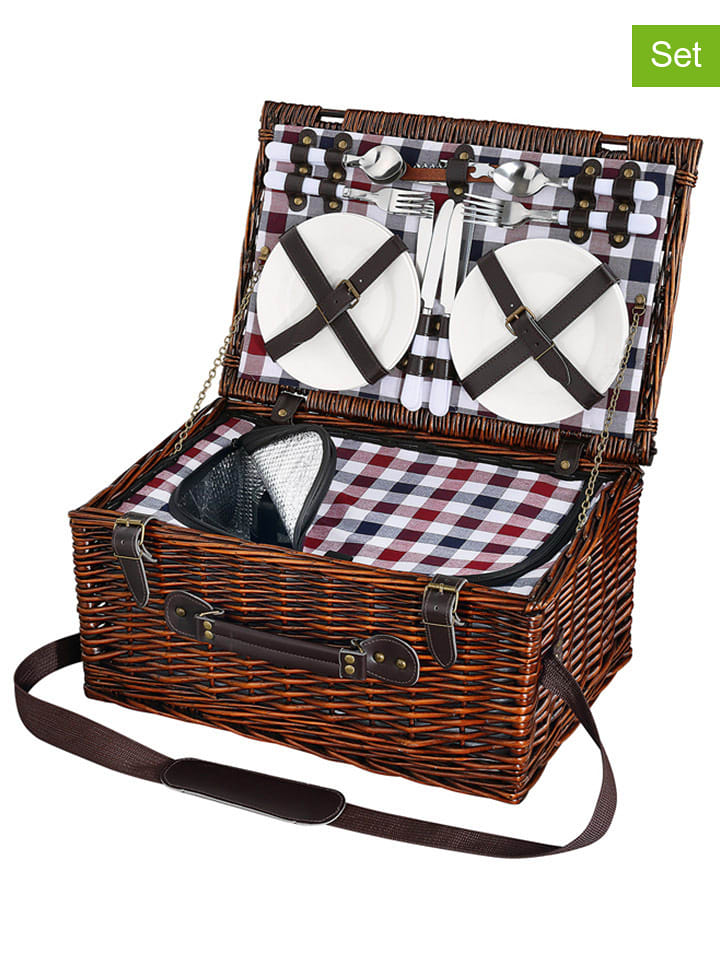 Cilio 26tlg. Picknick-Set "Varese" in dunkelbraun - (B)46 x (H)18 x (T)30 cm - 46% | Damen-outdoor-ausruestung