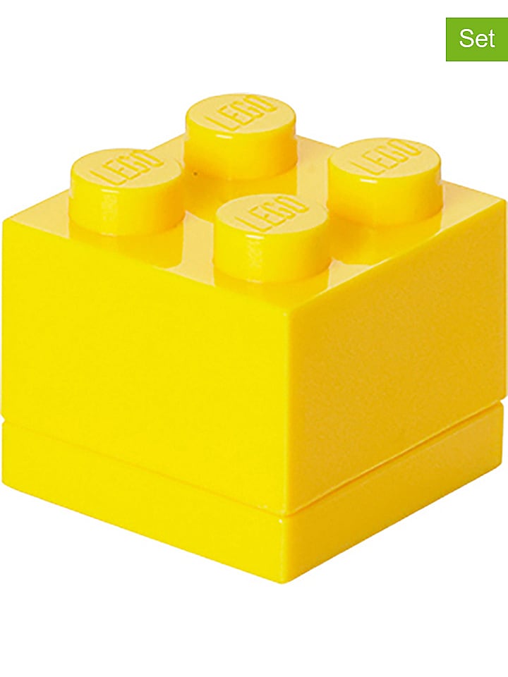 LEGO 3er-Set: Aufbewahrungsboxen "Mini 4" in Gelb - (B)4,6 x (H)4,3 x (T)4,6 cm - 39% | Kisten-koerbe