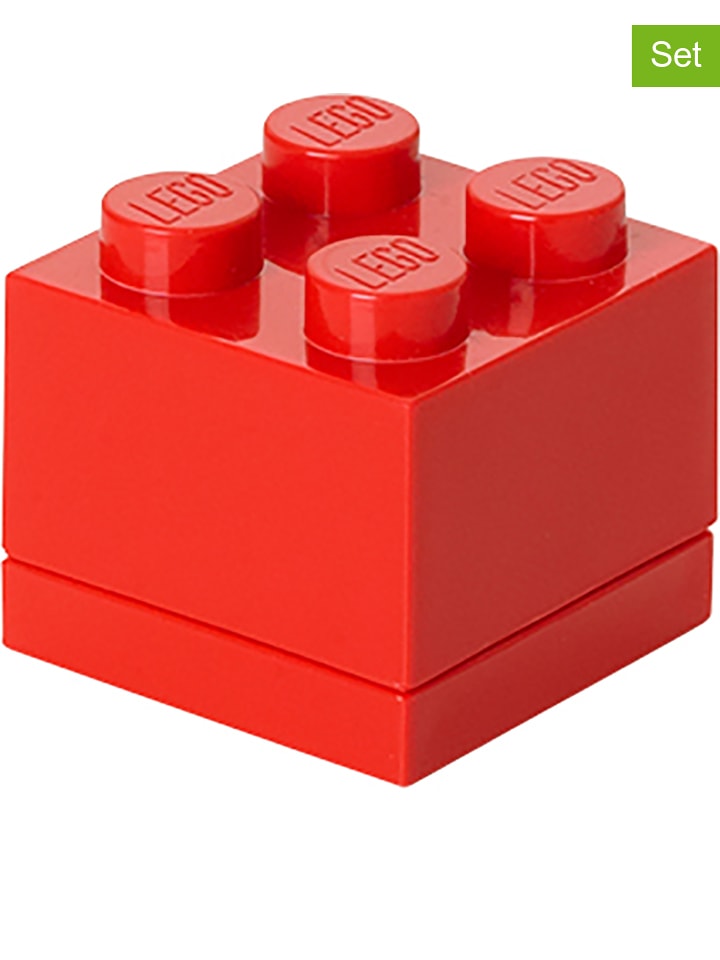 LEGO 3er-Set: Aufbewahrungsboxen "Mini 4" in Rot - (B)4,6 x (H)4,3 x (T)4,6 cm - 51% | Kisten-koerbe