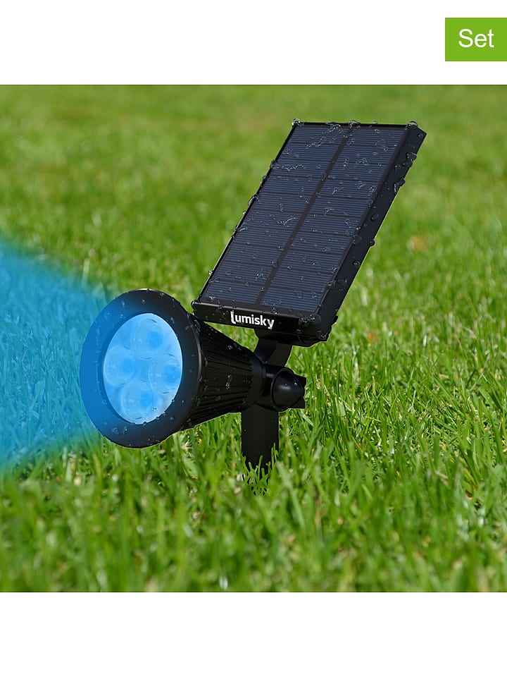 lumisky Solarne lampy LED (2 szt.) "Spiky" w kolorze czarnym - wys. 42 cm rozmiar: onesize