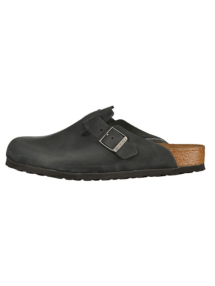 Birkenstock Leder-Clogs "Boston" in Schwarz - Weite N - 34% | Größe 43 | Herren-hausschuhe