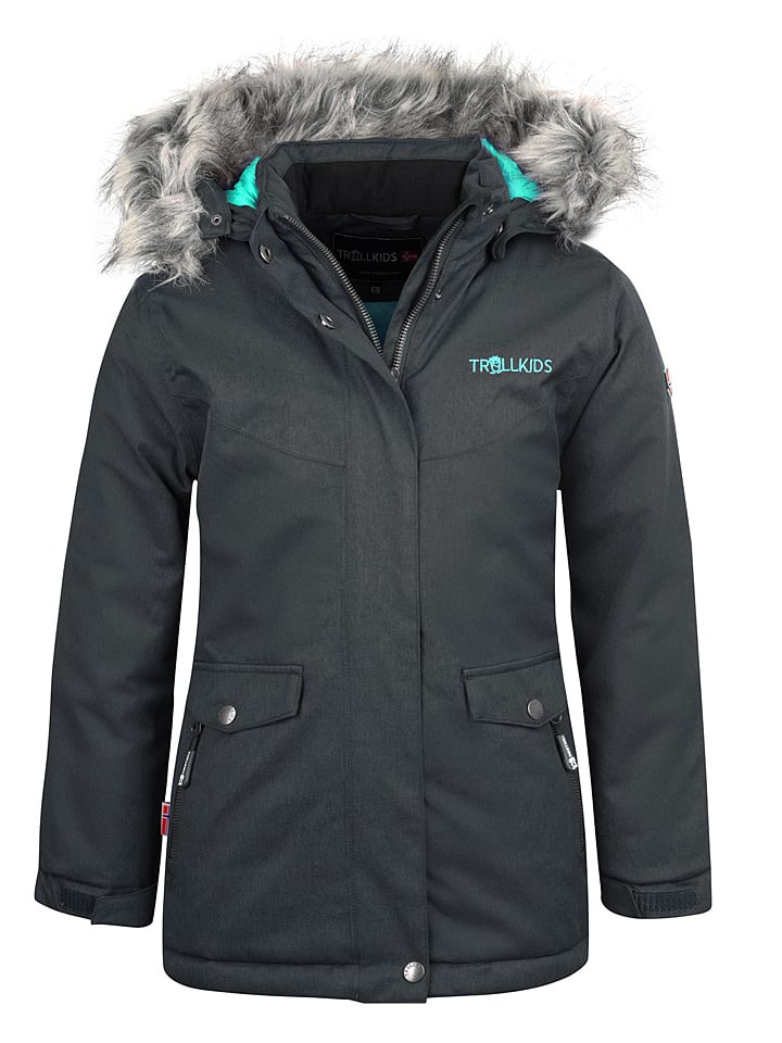 Trollkids Parka "Oslo XT" w kolorze antracytowo-miętowym rozmiar: 176