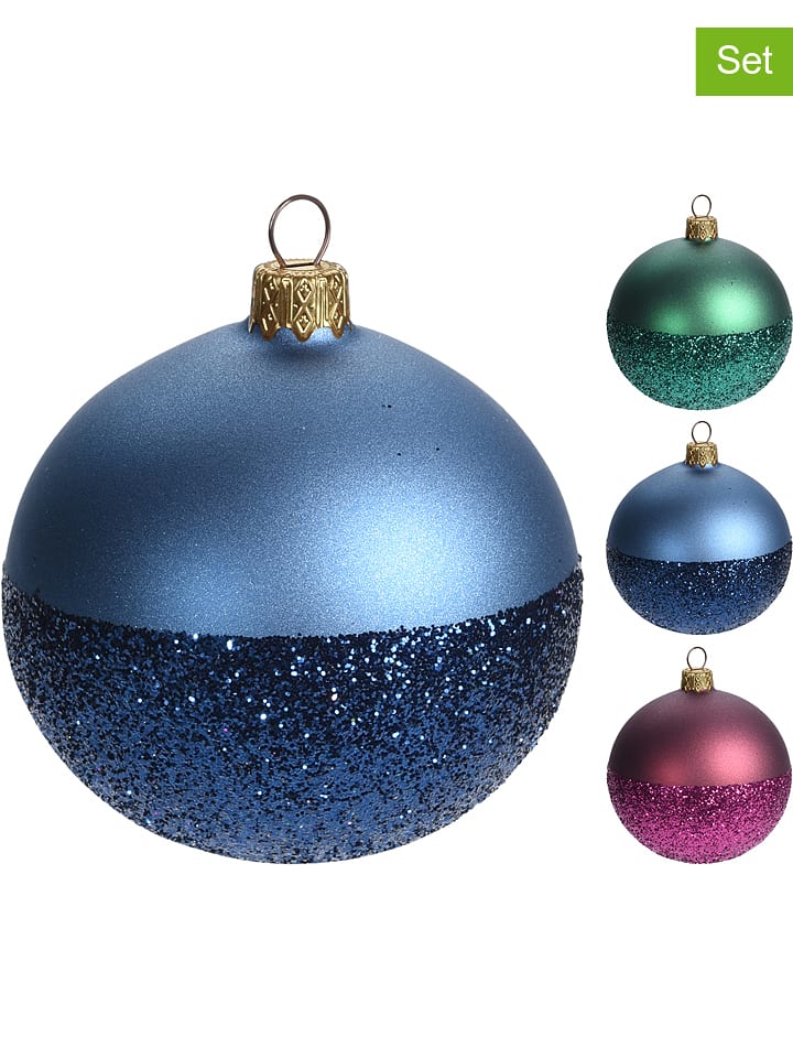 Lot De 2 Boules De Noël Bleuvertviolet 2 X 3 Pcs
