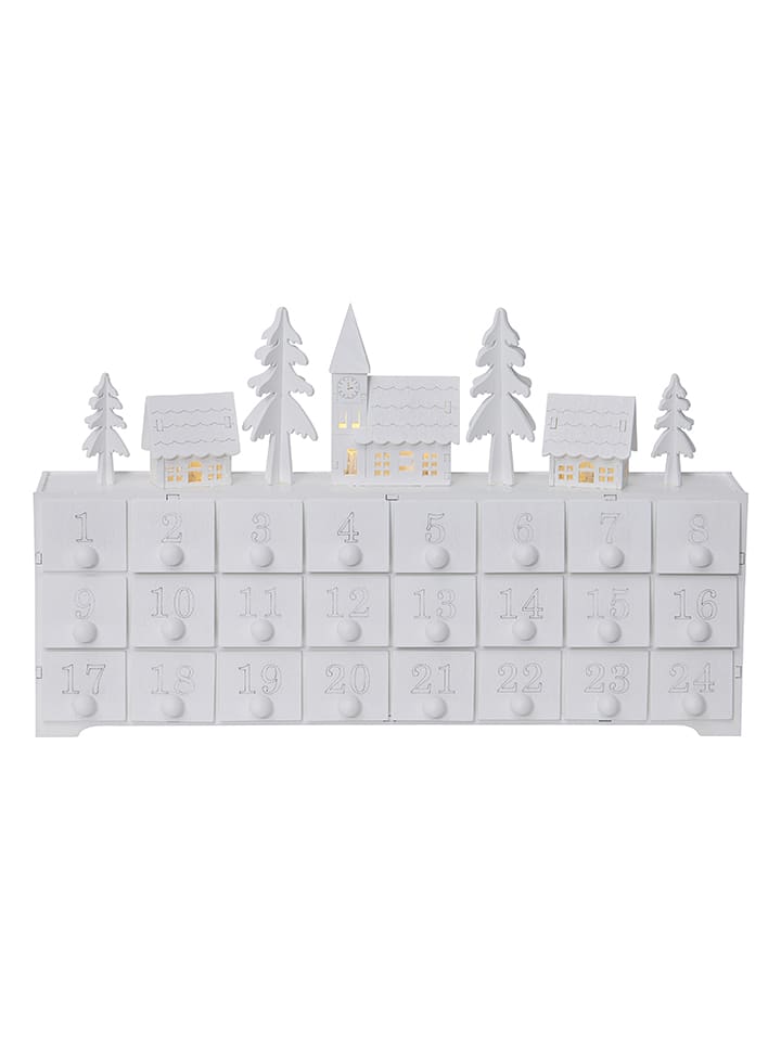 STAR Trading LED-Adventskalender "Yuletide" in Weiß - (B)37,5 x (H)22,5 cm - 30% | Dekofiguren