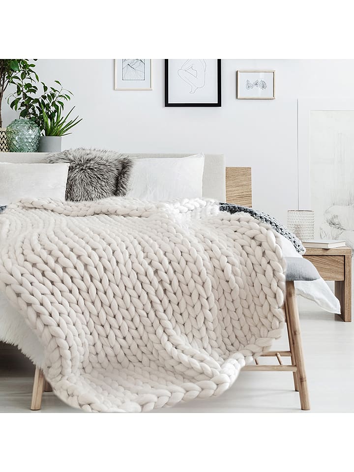 THE HOME DECO FACTORY Plaid in Weiß - (L)150 x (B)120 cm - 41% | Decken