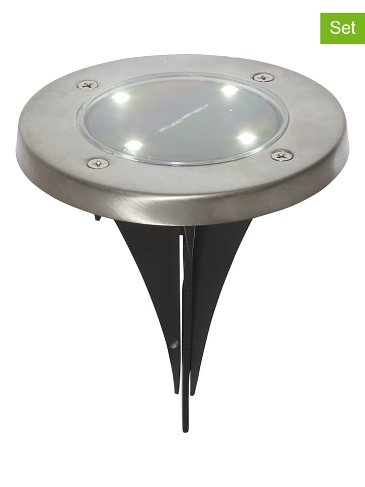 STAR Trading Solarne lampy ogrodowe LED (3 szt.) "Lawnlight" w kolorze srebrnym - Ø 12 cm rozmiar: onesize