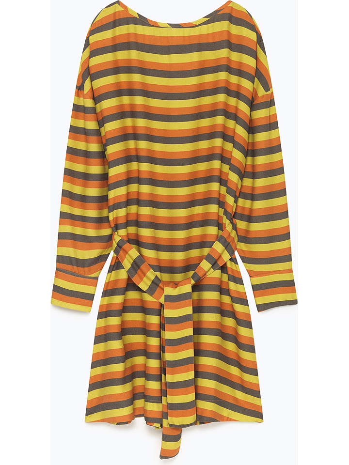 American Vintage Jurk Lisasnow Geel Grijs Orange Goedkoop Kopen