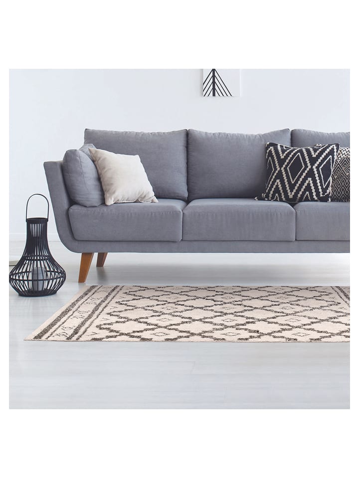 Ethnical Life Baumwoll Teppich In Creme Grau L 170 X B 120 Cm
