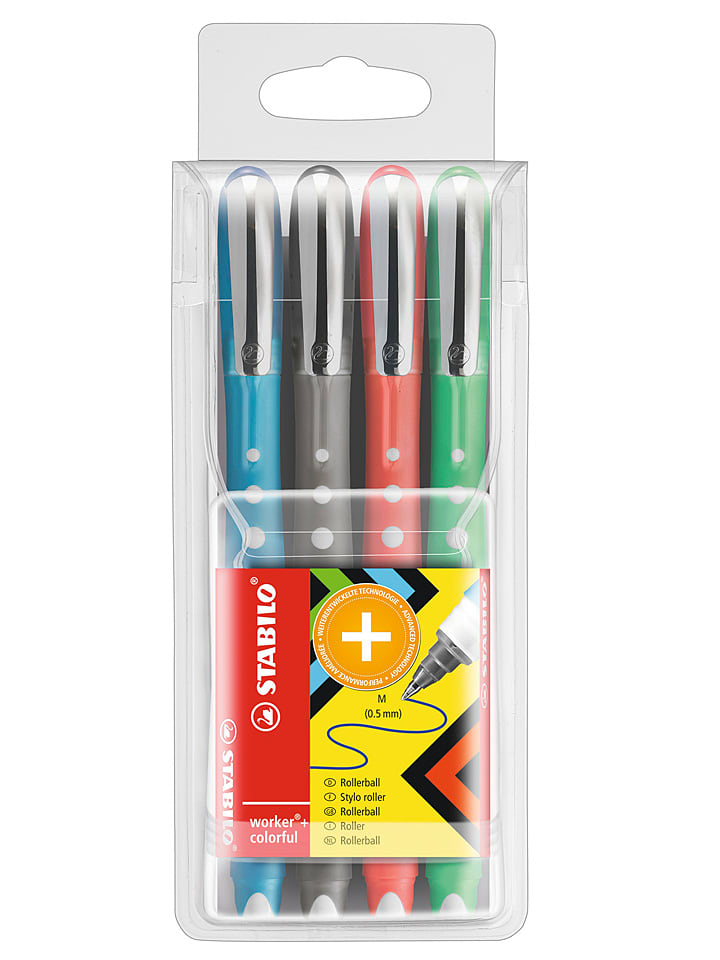 STABILO Tintenroller "STABILO worker+colorful-medium" - 4 Stück - 12% | Schulzubehoer