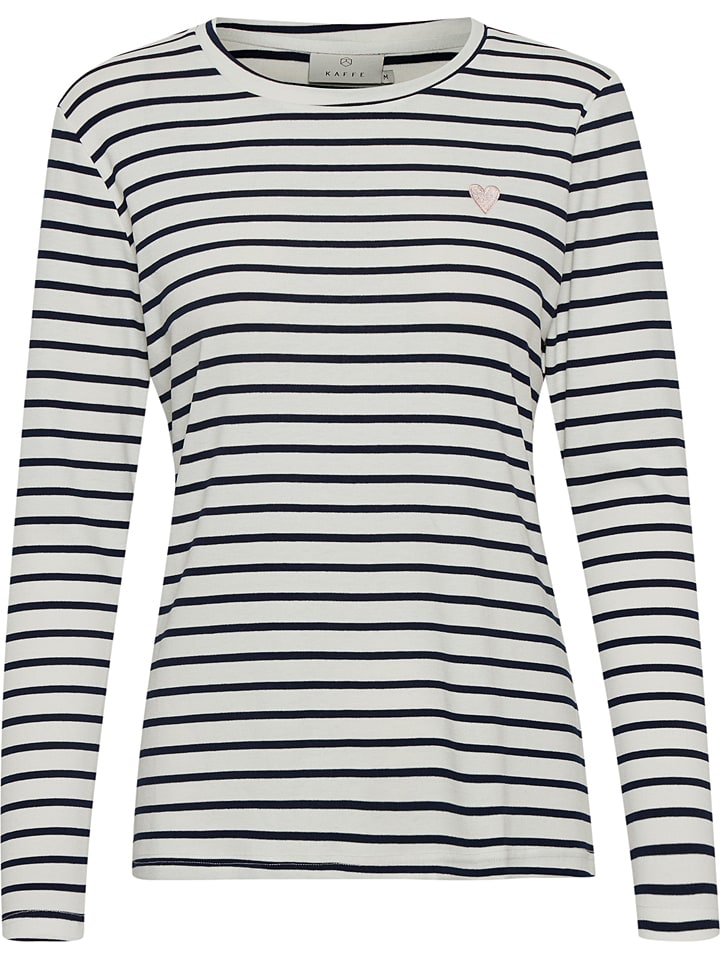 Kaffe Longsleeve "Liddy" in Dunkelblau/ Creme - 57% | Größe XS | Damen-tops