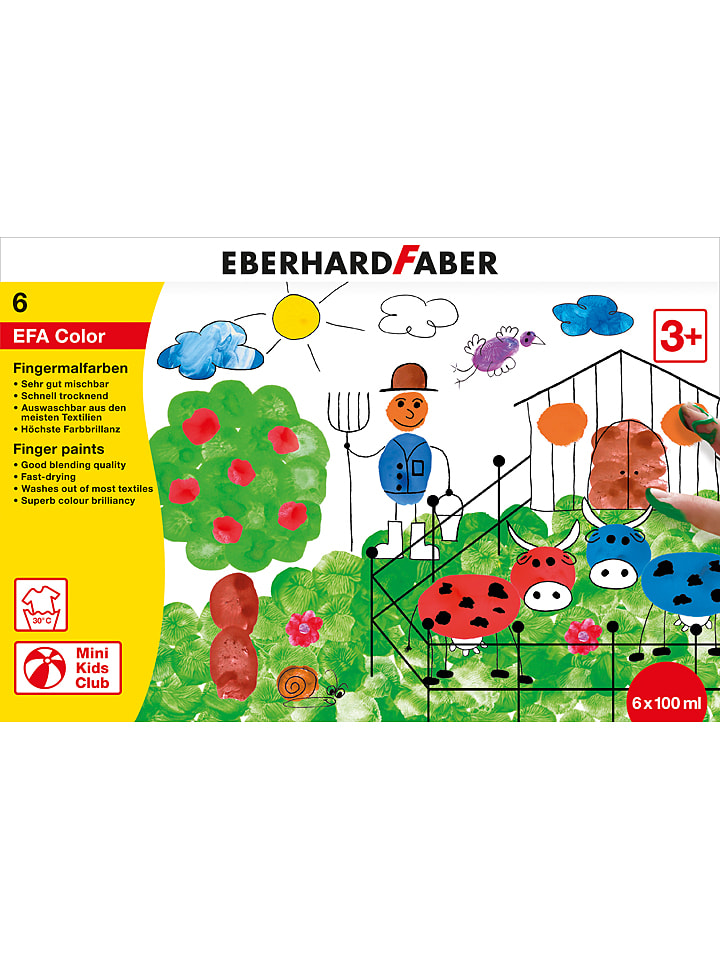 Eberhard Faber Fingerfarbe - 6x 100 ml - 16% | Kinder-kreativspielzeug