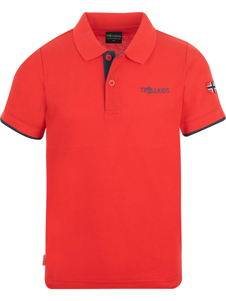 Trollkids Funkcyjna koszulka polo "Bergen XT" w kolorze czerwonym rozmiar: 116