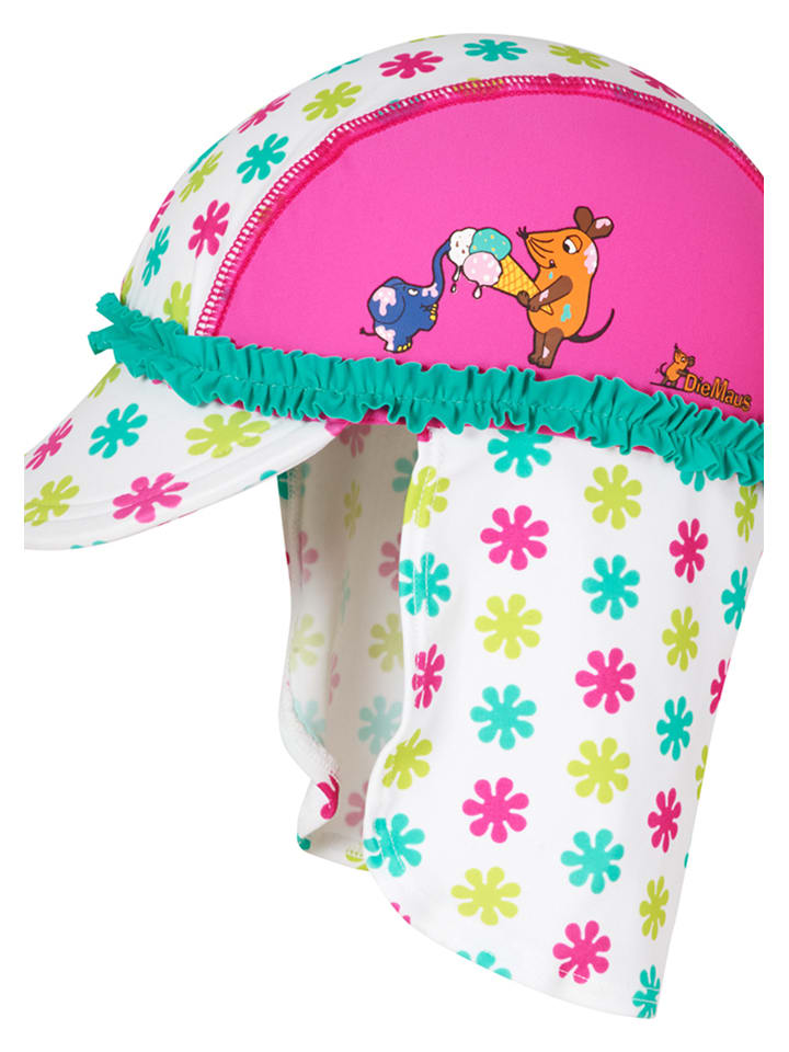 Playshoes Nackenschutzcap "Die Maus" in Weiß/ Bunt - 55% | Größe 51 cm | Baby-caps-huete
