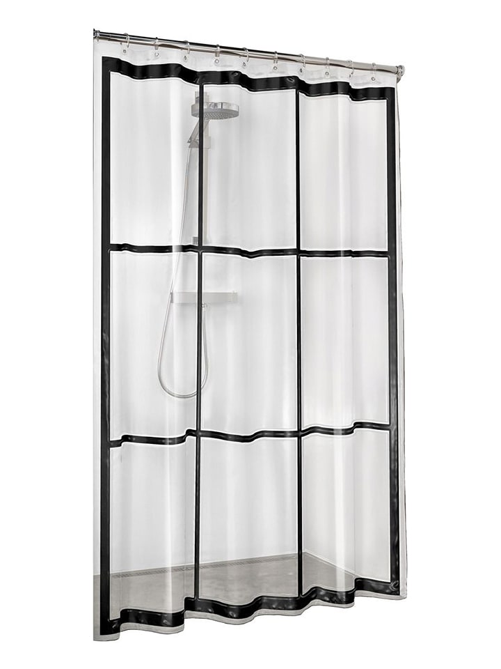 Sealskin Duschvorhang "Brix" in Transparent/ Schwarz - (L)200 x (B)180 cm - 35% | Badezimmer-accessoires