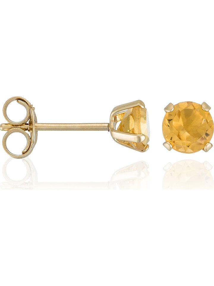OR ÉCLAT Złote kolczyki-wkrętki "Puce Citrine" z cytrynami rozmiar: onesize