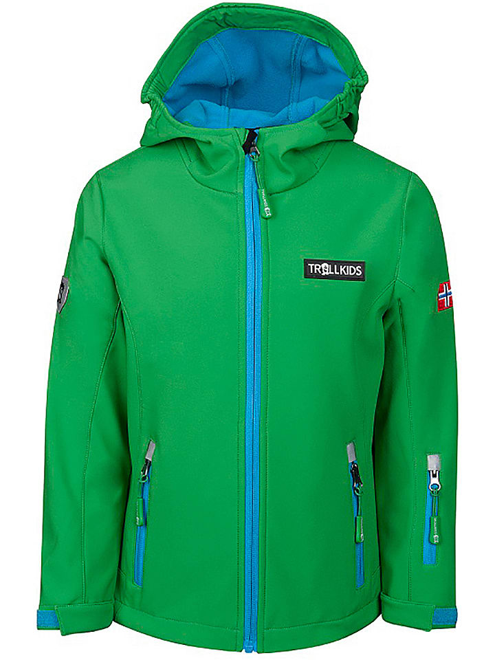 Gr/ö/ße 110 Marineblau//Mittelblau Trollkids Kinder Softshell Jacke Oslofjord