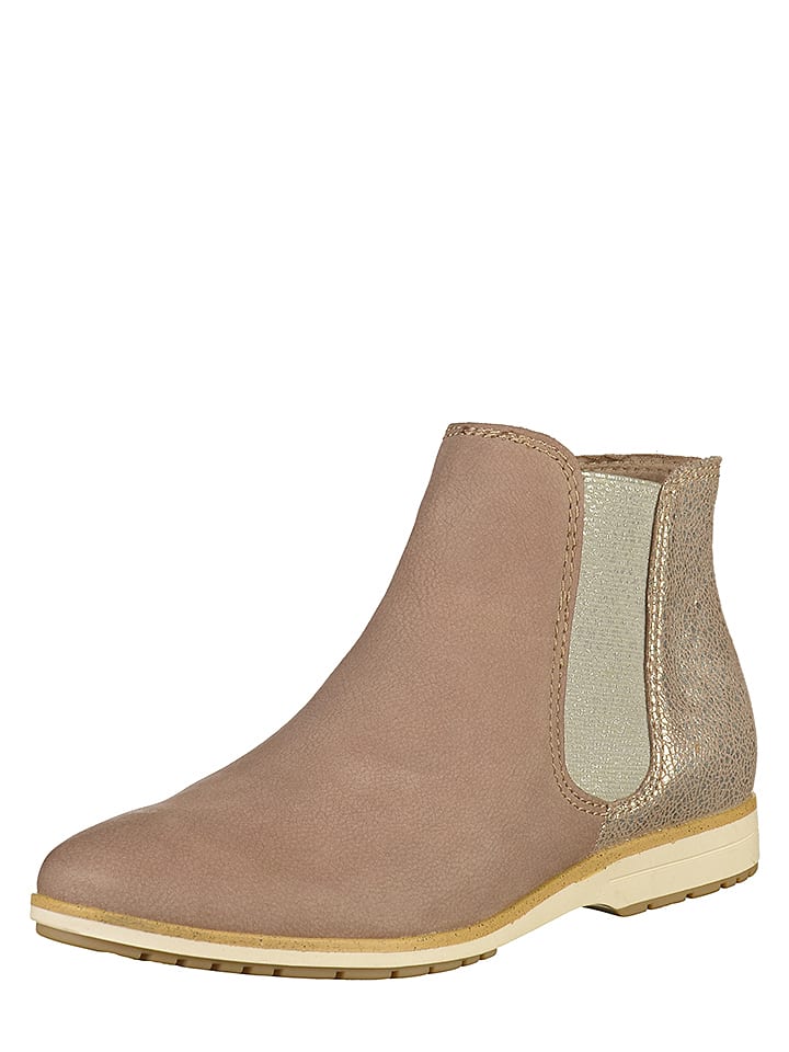 Marco Tozzi - Leder-Chelsea-Boots in Taupe | limango Outlet