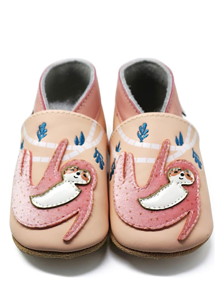 Babys Schuhe | Leder-KrabbelschuheBiene in Weiß/ Rosa - ER99956