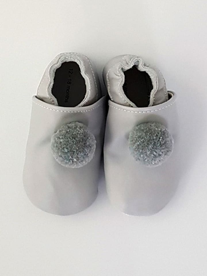Babys Schuhe | Leder-KrabbelschuhePompons in Grau - DR87739