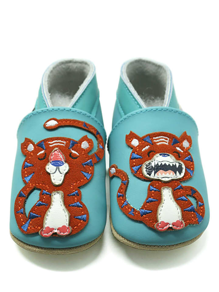 Babys Schuhe | Leder-KrabbelschuheKing Bear in Hellblau - XY80074