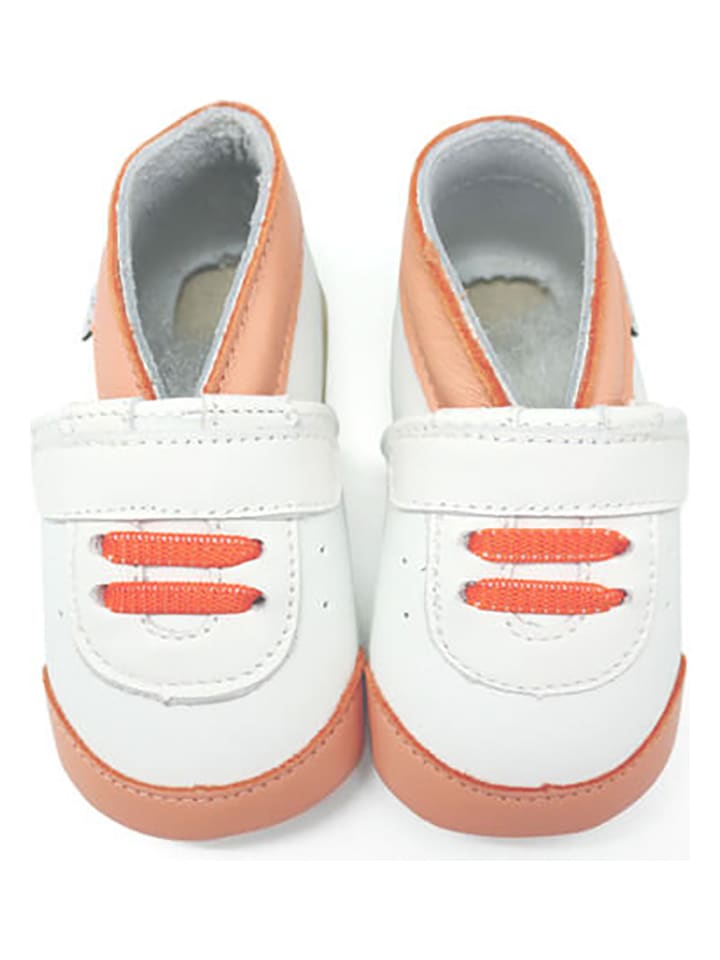 Babys Schuhe | Leder-Krabbelschuhe in Orange/ Weiß - HT55609