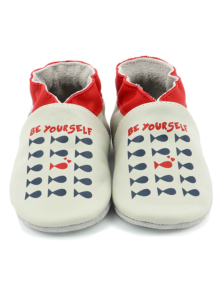 Babys Schuhe | Leder-KrabbelschuheBe Yourself in Beige/ Rot - TI11011