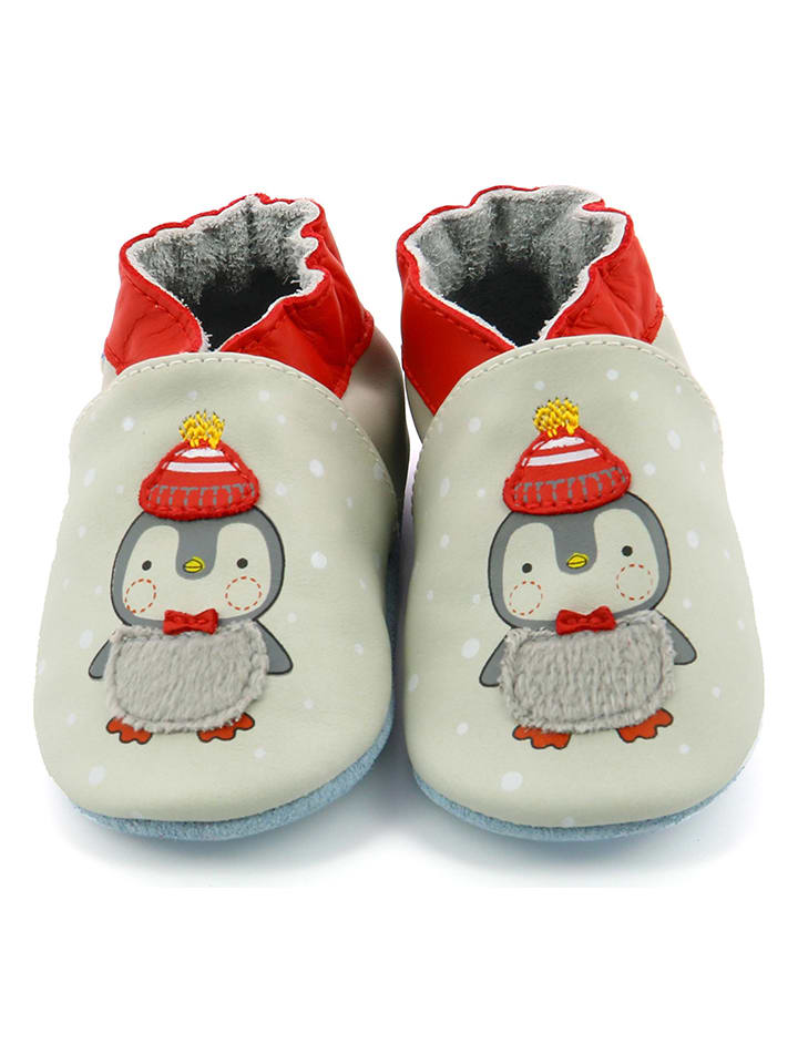 Babys Schuhe | Leder-KrabbelschuheFloe in Grau/ Rot - UL46355