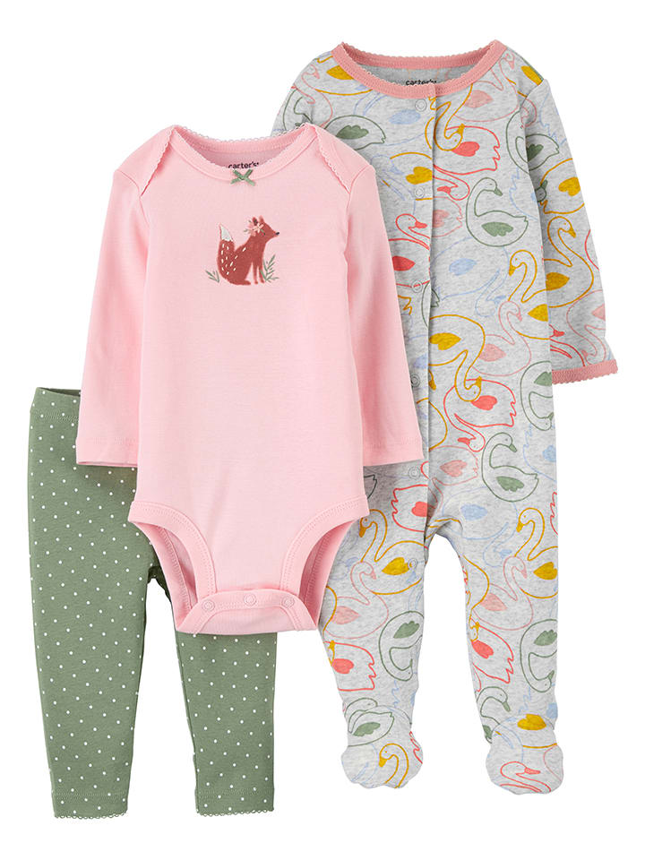 Babys Bekleidung | 3tlg. Outfit in Rosa/ Grün - RP34399